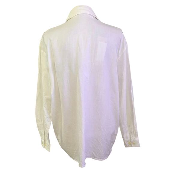 Vintage The Limited Size 16 Linen Button Front Top Blouse Crochet Lace White - Picture 3 of 4